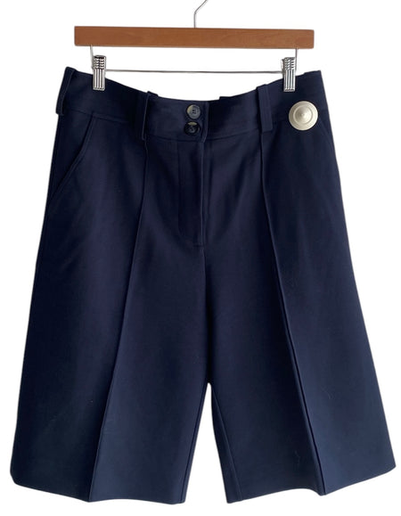 Victoria Beckham Navy Pleated Shorts
