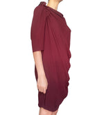 Lanvin 2009 Burgundy Silk Draped Dress - 44 / US 10-12