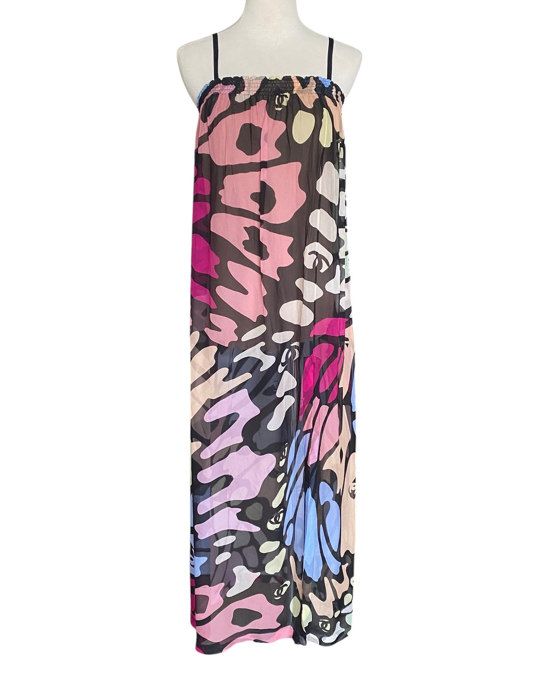 Chanel 22S Sheer Multi Chiffon Strapless Butterfly Gown - S/M