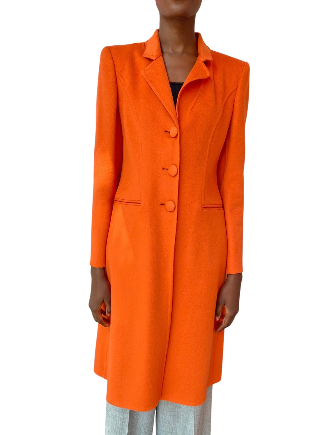 Giorgio Armani Orange Cashmere Coat - 44 / US 8