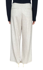 Iris Von Arnim Oatmeal Beige Wool Pleated Wide Leg Trousers  - 36