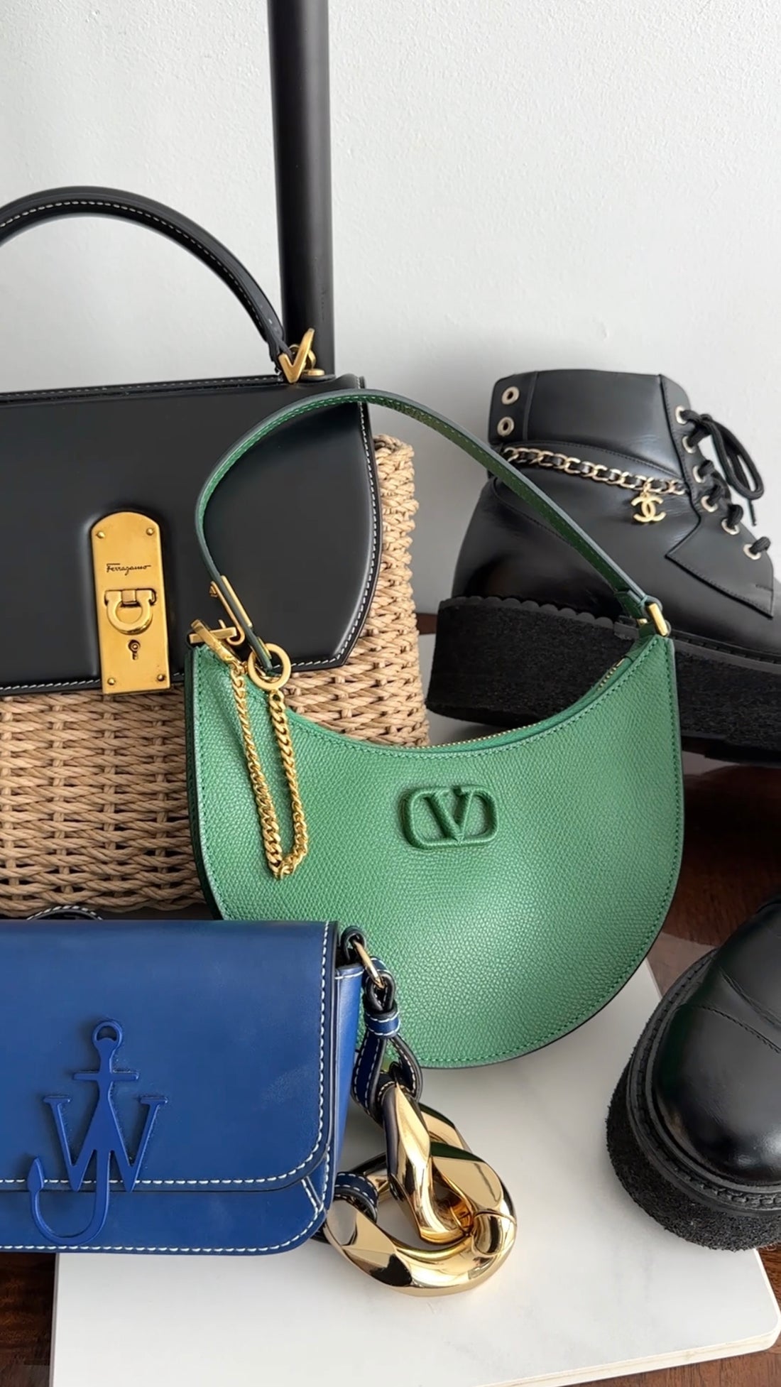 Valentino Green Mini V Logo Shoulder Bag