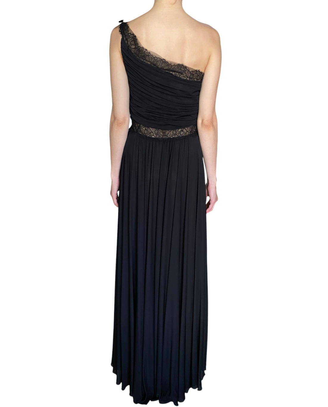 Giambattista Valli Black Lace Trim One-Shoulder Evening Gown - IT 44 / M / US 6-8