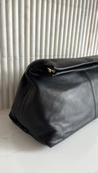 Flattered Black Leather Soft Clay Fold Over Clutch Bag