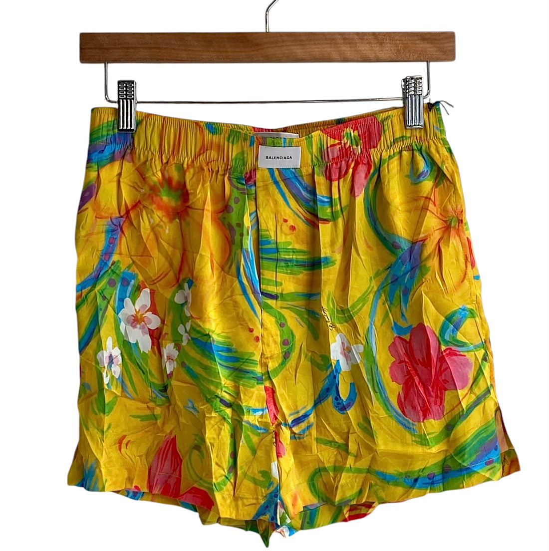 Balenciaga Satin Floral Print Shorts