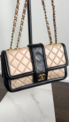Chanel Black and Beige Medium Two Tone Elegant Flap Bag