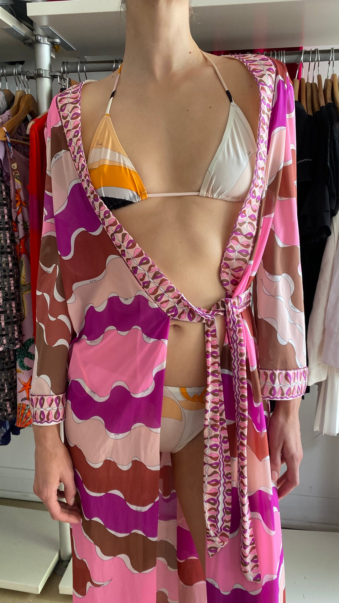 Emilio Pucci Orange & Pink Swirl Printed Two-Piece Bikini Set - US 6