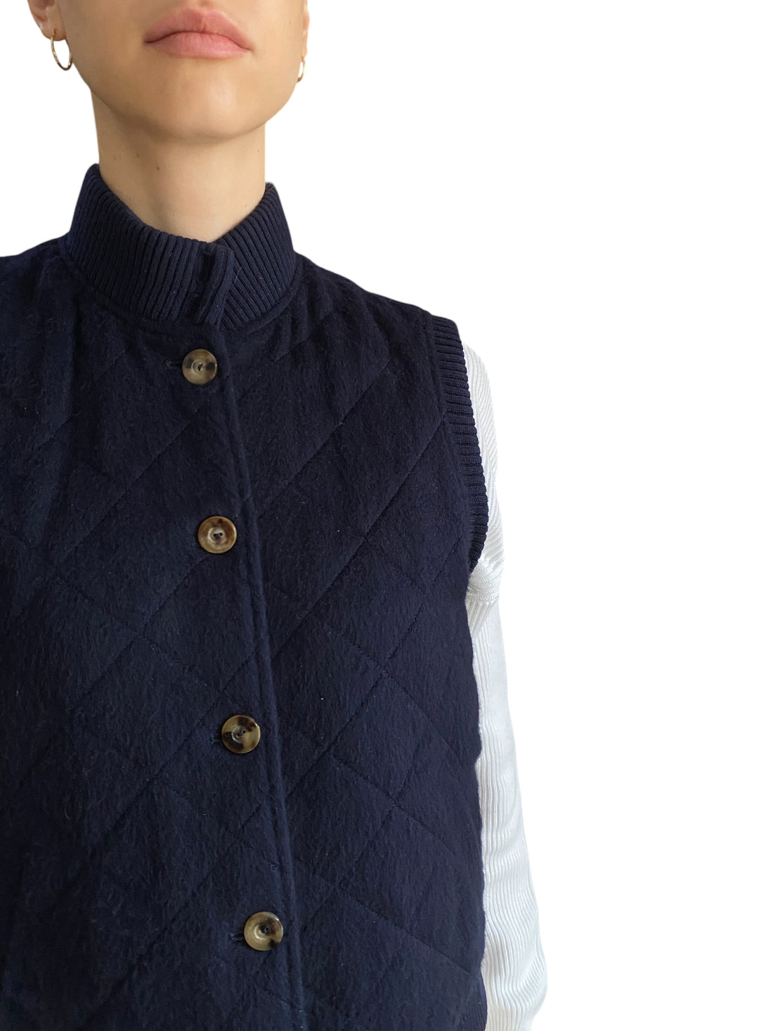 Loro Piana Navy Quilted Cashmere Vest - M / US 4-6