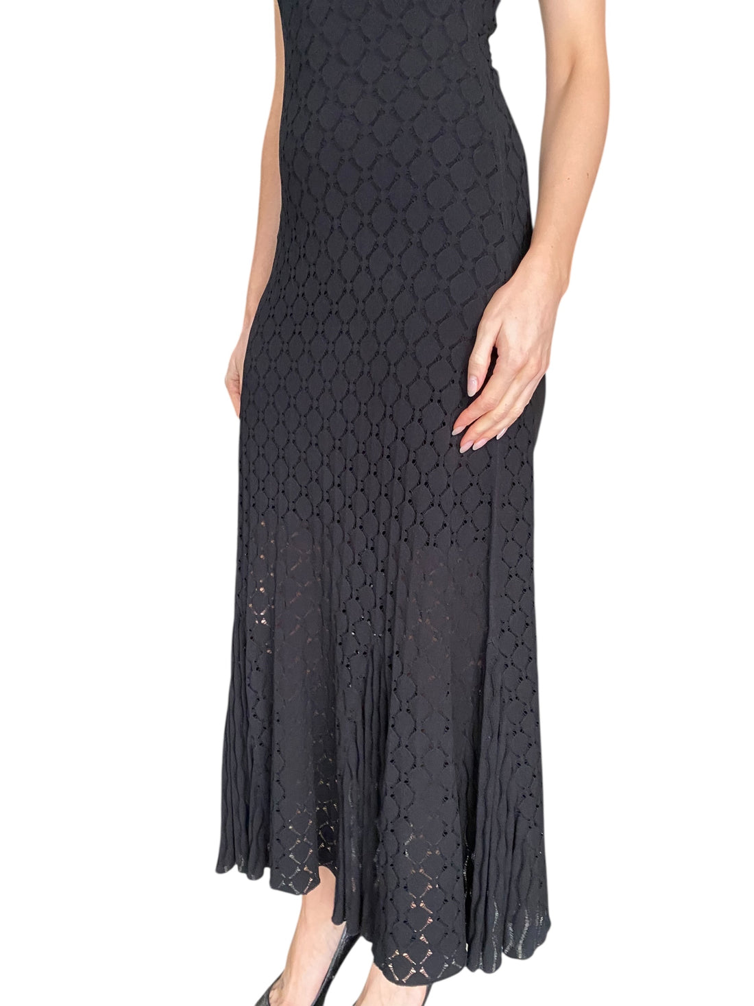 Lanvin Black Lace Effect Knit Gown - XS / US 2