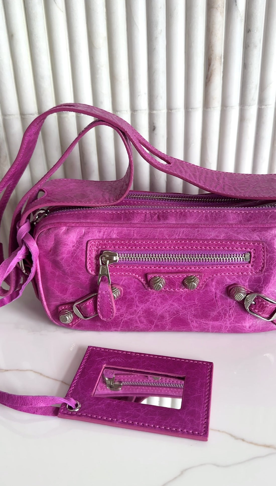 Balenciaga Fuchsia Motocross Giant 12 Chic Shoulder Bag