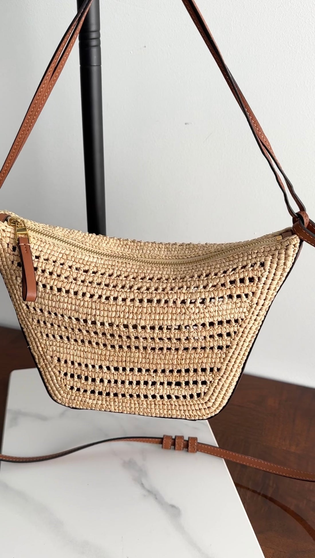 Loewe x Paula's Ibiza Mini Hammock Raffia Straw Crossbody Bag