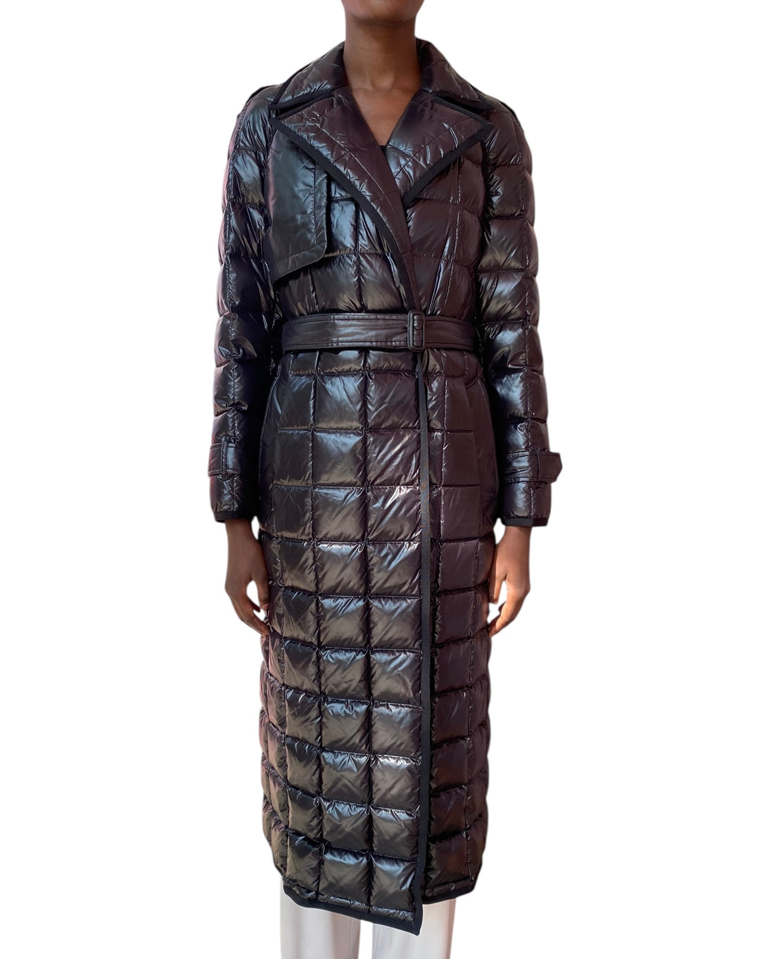 Mackage Black Long Quilted Trench Coat - S