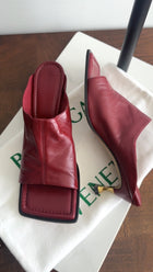 Bottega Veneta Burgundy Glove Leather Mule with Metal Heel - 39