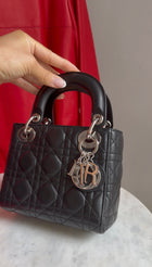 Dior Black Mini Lambskin Cannage Quilted Mini Lady Dior Bag