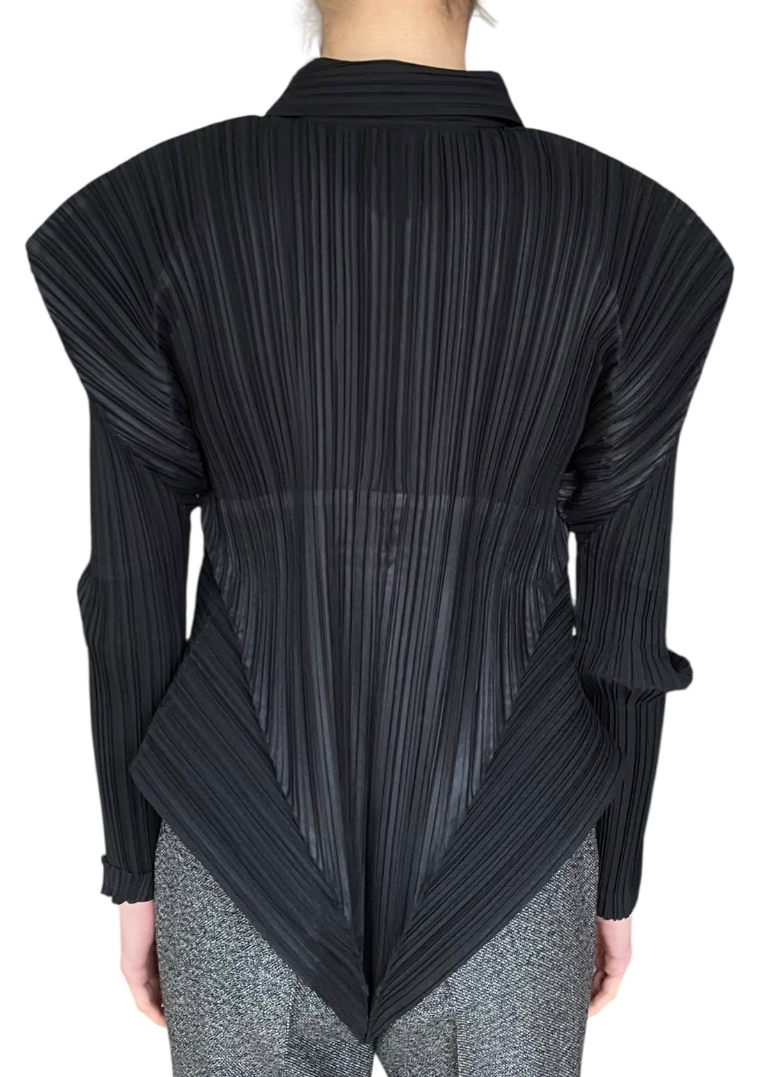 Issey Miyake Black Pleated Structured Shirt - M / US 6