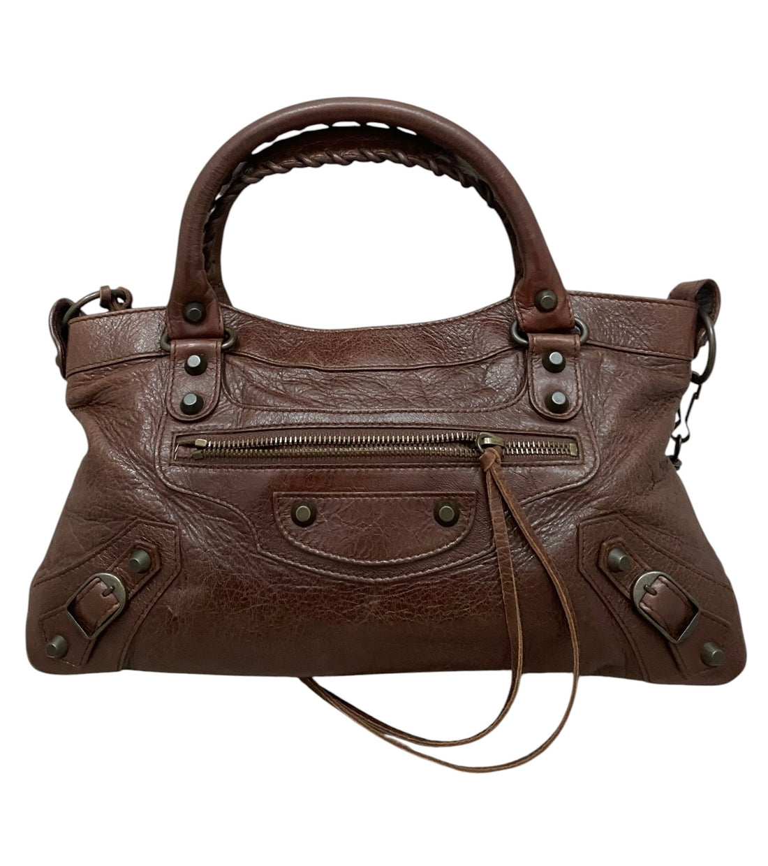 Balenciaga Brown Leather Moto Classic First Bag