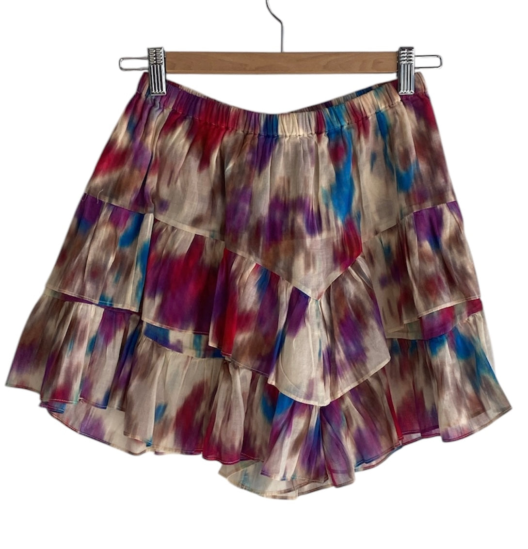 Isabel Marant Etoile Silk Tie Dye Ruffle Skirt