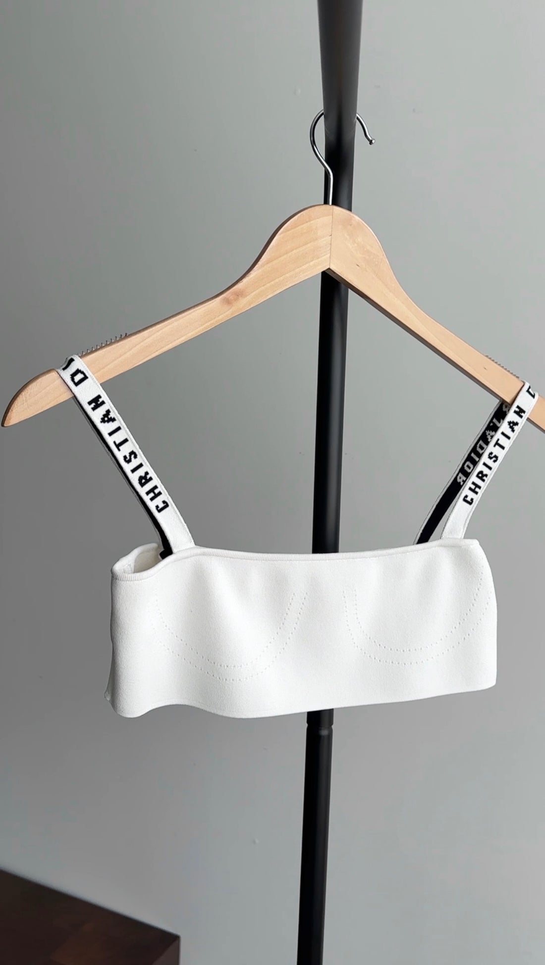 Christian Dior White Knit Crop Bandeau Tank Top - M