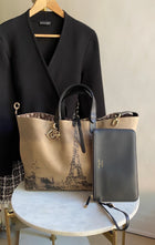 Dior Taupe Black Large Toujours Oblique Nylon Eiffel Tower Large Tote Bag