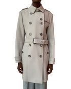 Burberry Brit Stone Grey Wool Blend Trench Coat - 48 / USA 14/ UK 16