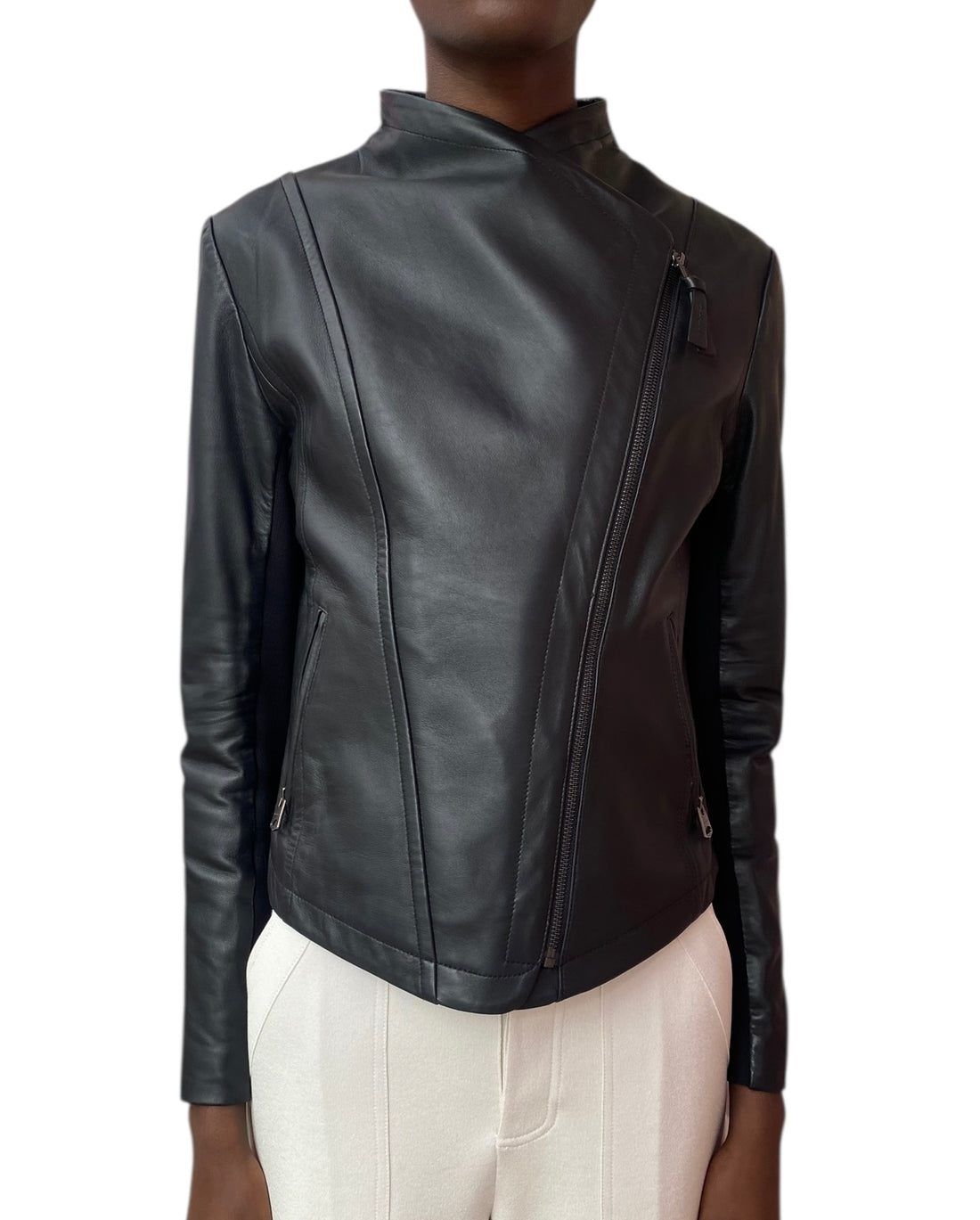 Mackage Black Smooth Leather Biker Jacket - M / US 6