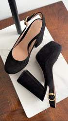 Gianvito Rossi Dolly Black Suede Slingback Platform Heels - 38