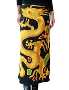 Valentino Gold Wool & Silk Dragon Printed Skirt - US 8