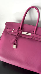 Hermes Birkin 35 Clemence Tosca Magenta Leather PHW Bag