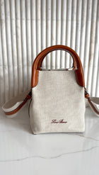 Loro Piana Micro Bale Canvas Toile and Leather Two Way Tote Bag