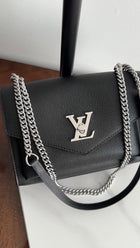 Louis Vuitton Black Leather Mylockme Chain Flap Bag