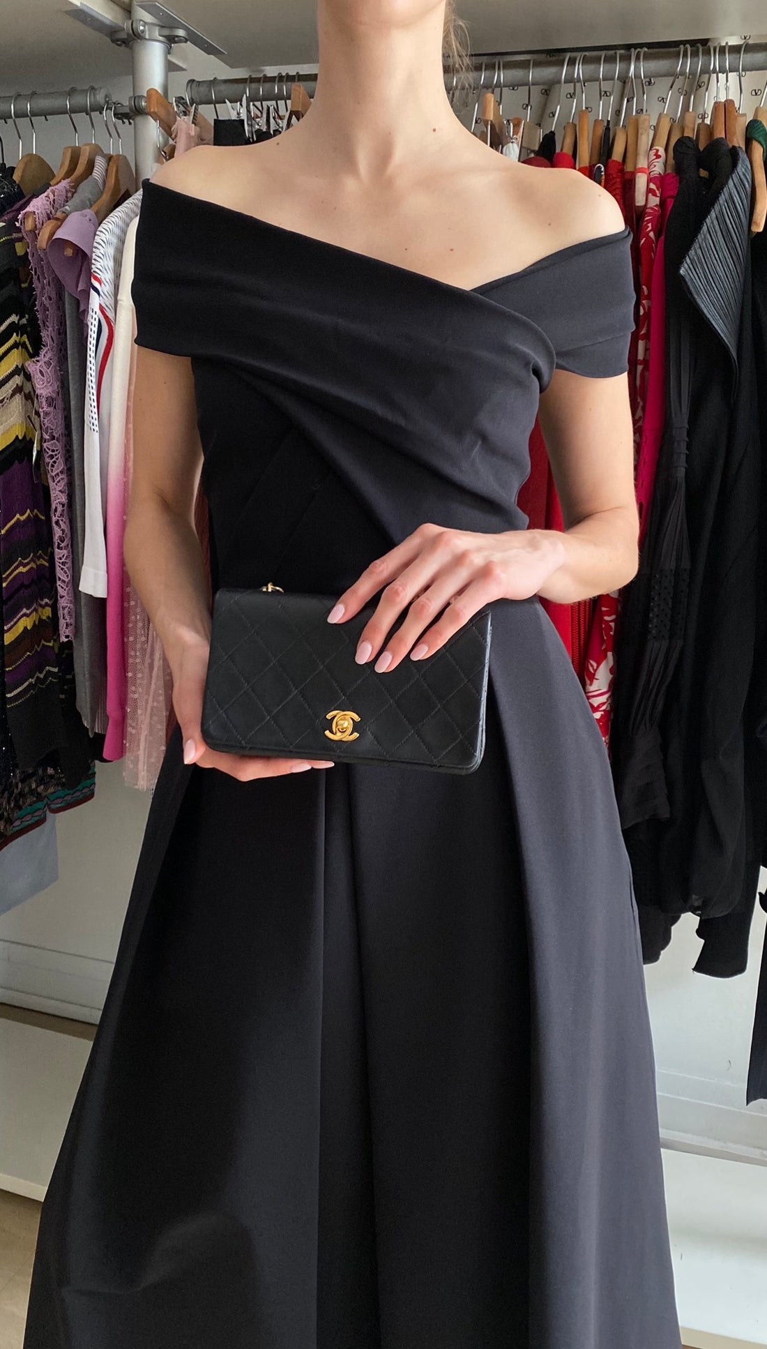 Chanel Vintage 1989 Black Quilted Leather Mini Full Flap Bag