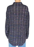 Missoni Navy Sequin Tweed Checked Long Sleeve Shirt - 40 / US 4-6
