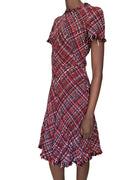 Alexander McQueen Red Tweed Midi Dress - 40 / US 2
