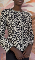 Giorgio Armani Leopard Calfskin Snap Leather Jacket  -  IT44 / 8 / M