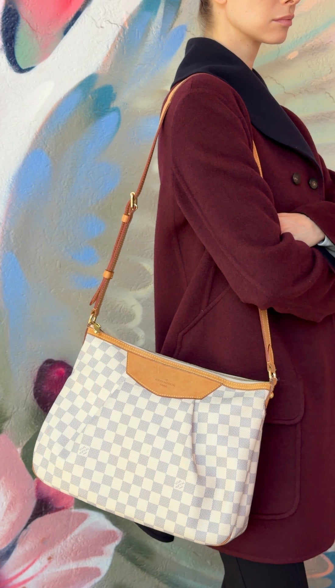 Louis Vuitton White Grey Damier Azur Coated Canvas Siracusa Hobo Bag MM