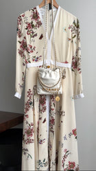 Giambattista Valli Ivory Floral Silk Gown With Gold Buttons - IT42 / 6 / S