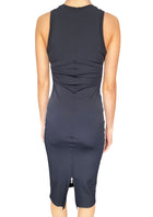 Prada Sport Black Nylon Striped Zip Midi Dress - M / US 4-6