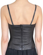 Chanel Vintage Black Lambskin Leather Bustier Top - 38 / US 2-4
