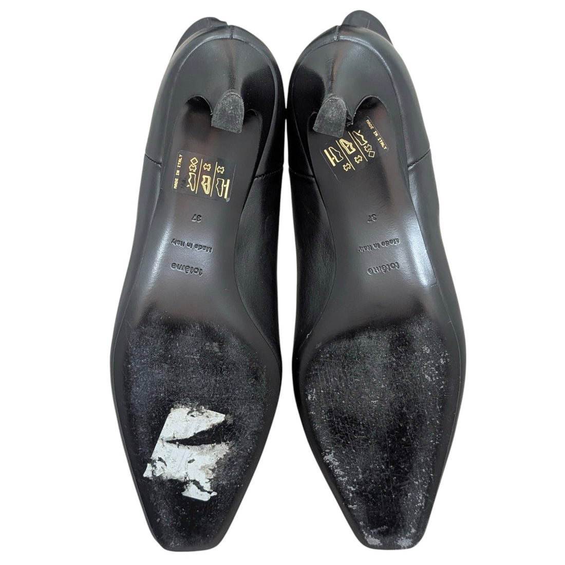 Toteme Black Smooth Grain Leather Square-Toe Mid-Heel Chelsea Boot - 37
