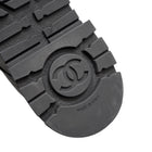Chanel 23A Black Calfskin CC Cap-Toe Platform Combat Boot - 37