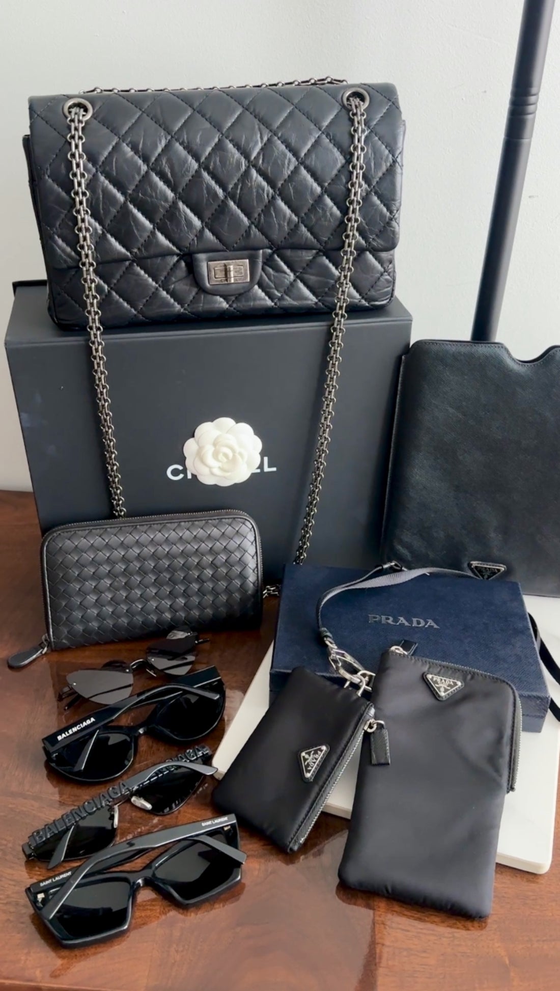 Chanel Black Aged Calfskin Reissue 2.55 227 Ruthenium Classic Flap Bag