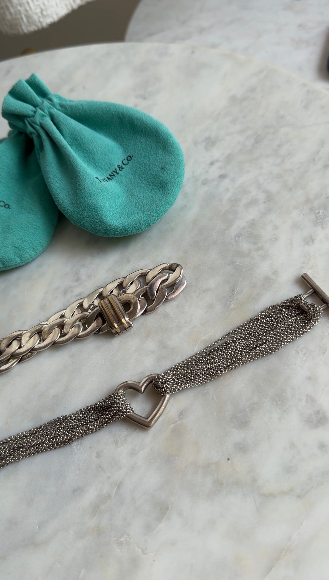 Tiffany  Co. Silver Two Tone Curb Link Chain Bracelet