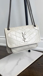 Saint Laurent Ivory Niki Baby Aged Quilted Leather Shoulder Bag