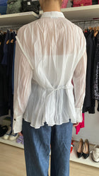 Ferragamo White Wrinkled Sheer Long Sleeve Shirt - IT 38 / US 4-6