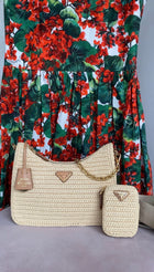 Prada Natrual Raffia Crochet Re-Edition 2005 Two-Way Crossdbody Bag