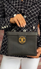 Chanel Black GHW Vintage Grained Leather CC Vintage Box Vanity Bag