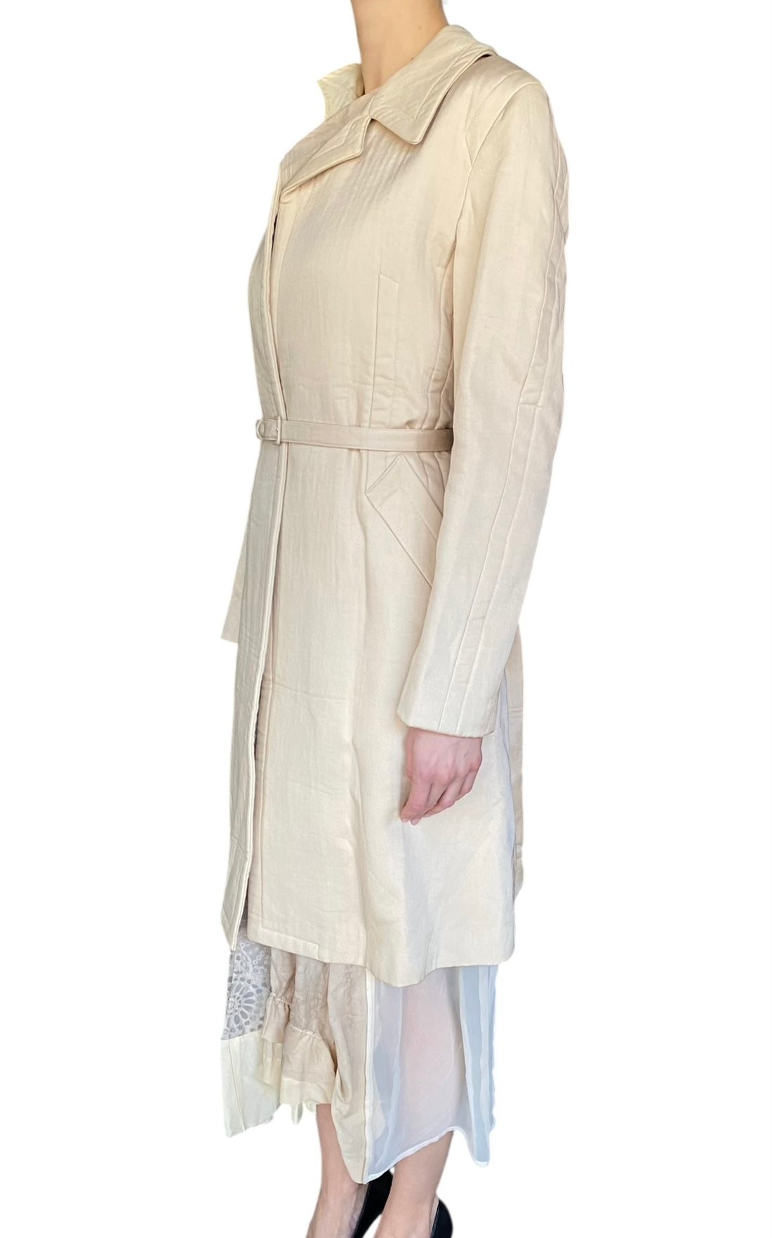 Comme Des Garçons Ivory 2005 "Broken Bride" Wedding Ensemble Dress Coat - L