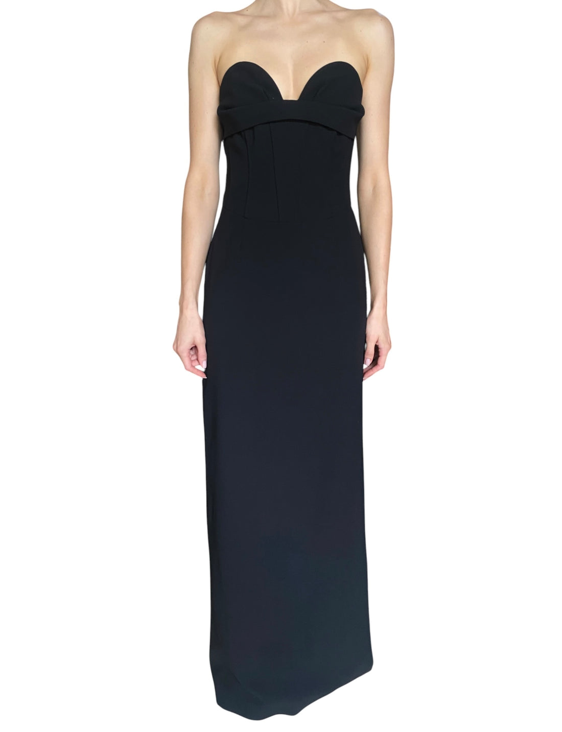 Magda Butrym Black Draped Wool-Blend Strapless Bustier Gown - FR 36 / US 4