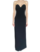 Magda Butrym Black Draped Wool-Blend Strapless Bustier Gown - FR 36 / US 4