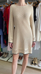 Agnona Beige Cotton Crochet Long Sleeve Mini Dress - M / US 6